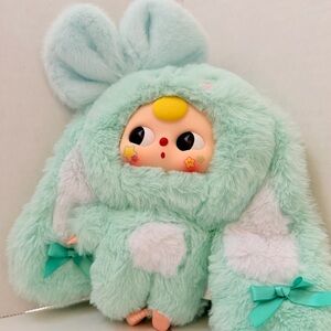 Mint Green Plush Doll with Bow Accents
